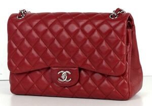Chanel Classic Double Flap Jumbo Shoulder Bag in Red Leather 2011 D-1